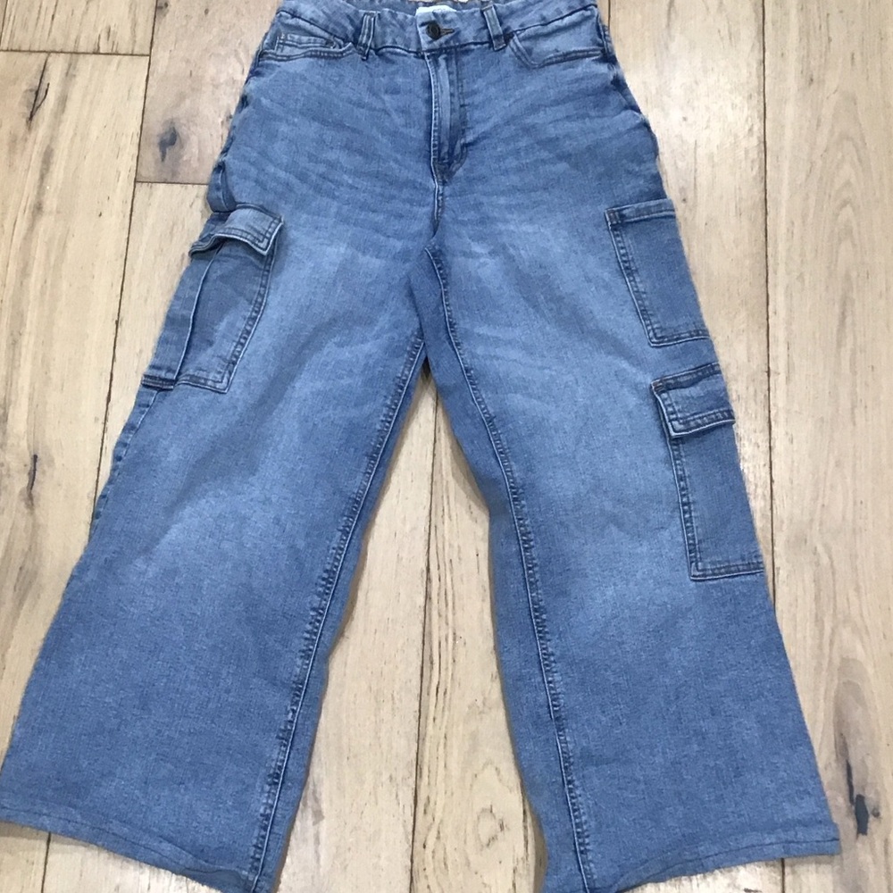 Trendy Blue Jean Cargo Pants